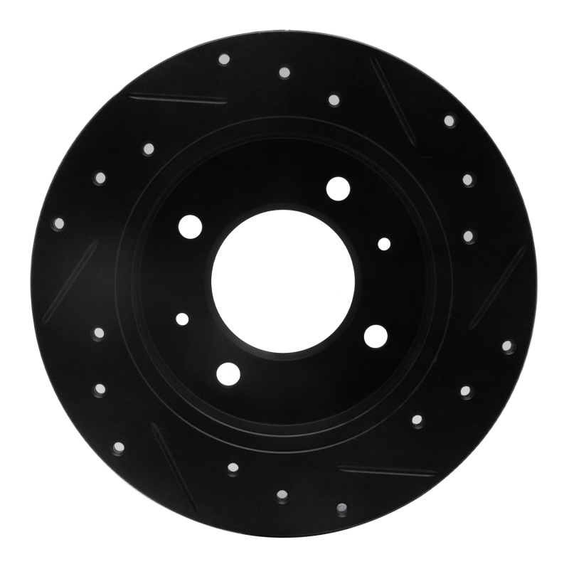 Picture of R1 97-06 Hyundai Elantra Rear Left Drilled & Slotted Black Brake Rotor