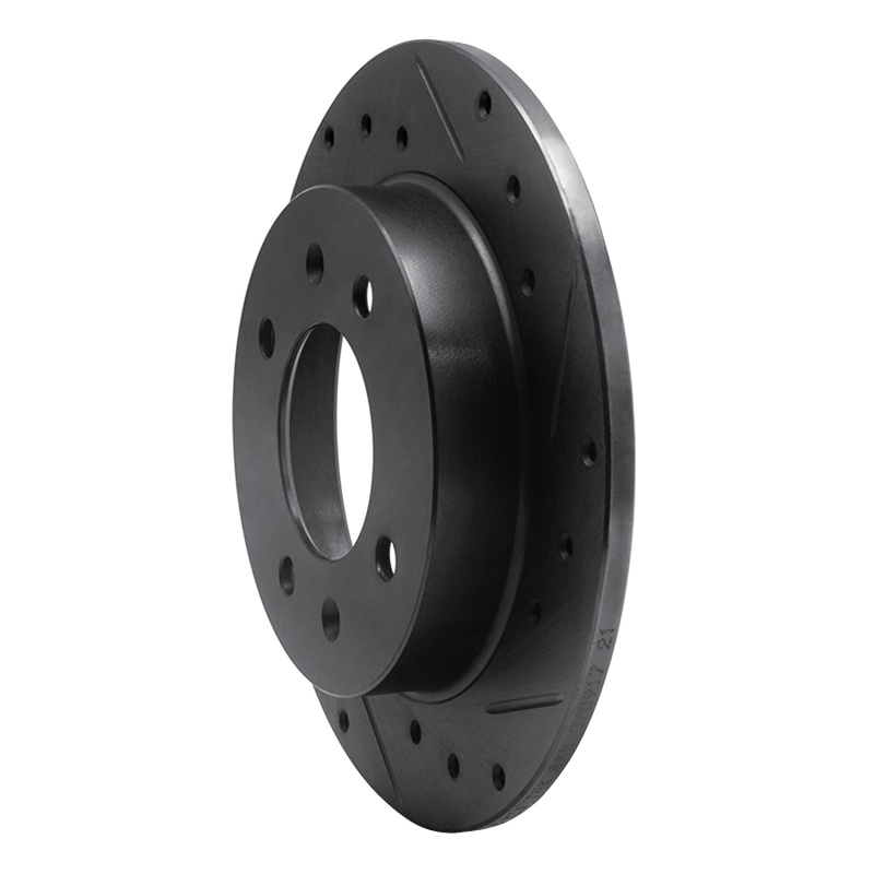 Picture of R1 97-06 Hyundai Tiburon Rear Right Drilled & Slotted Black Brake Rotor