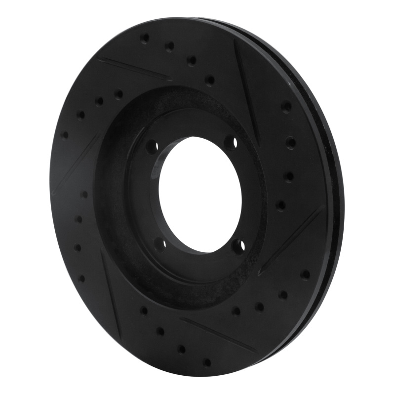 Picture of R1 92-98 Hyundai Tiburon Front Left Drilled & Slotted Black Brake Rotor