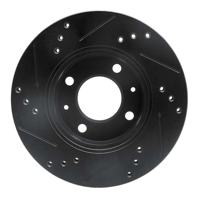 Picture of R1 00-02 Hyundai Accent Front Right Drilled & Slotted Black Brake Rotor