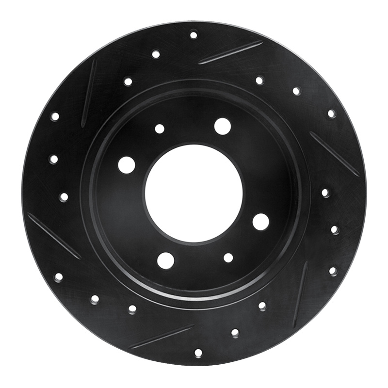 Picture of R1 97-06 Hyundai Tiburon Rear Right Drilled & Slotted Black Brake Rotor