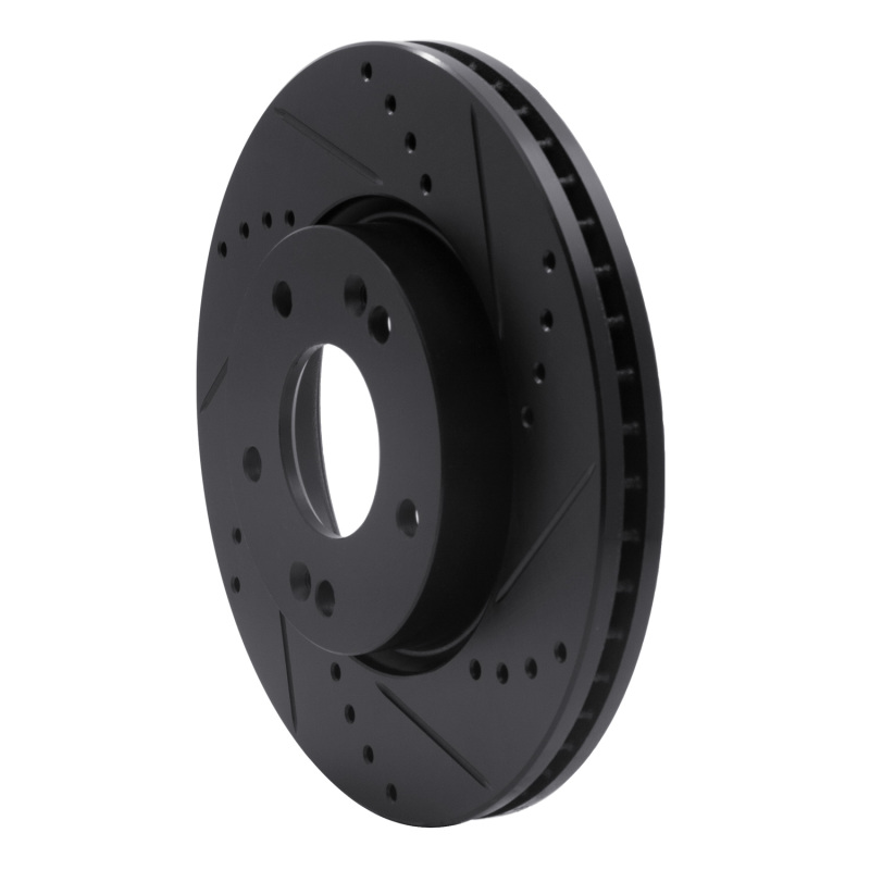 Picture of R1 03-13 Hyundai Elantra Front Right Drilled & Slotted Black Brake Rotor