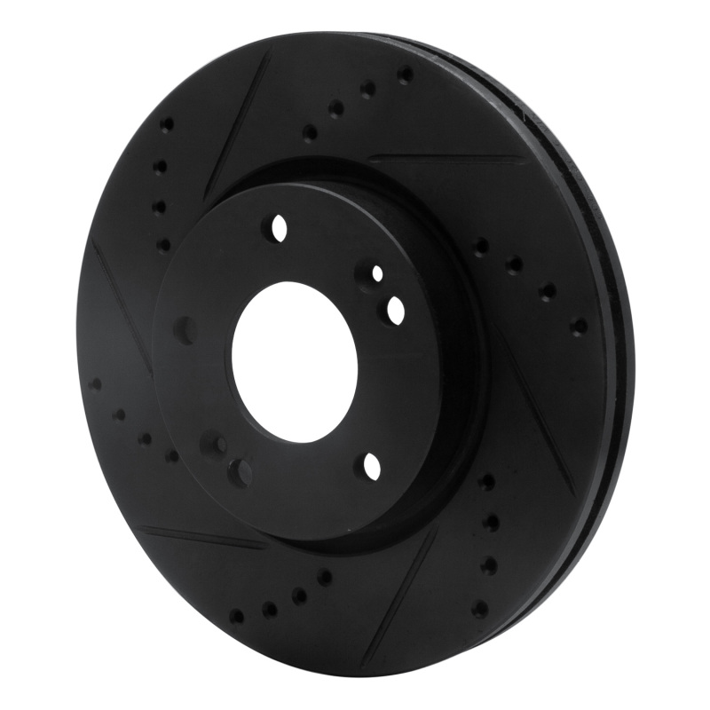 Picture of R1 03-13 Hyundai Tucson Front Left Drilled & Slotted Black Brake Rotor
