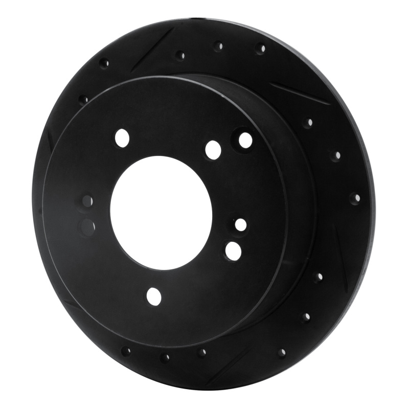 Picture of R1 01-10 Hyundai XG300 Rear Left Drilled & Slotted Black Brake Rotor