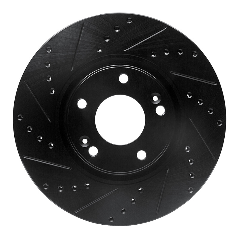 Picture of R1 04-11 Hyundai Azera Front Left Drilled & Slotted Black Brake Rotor