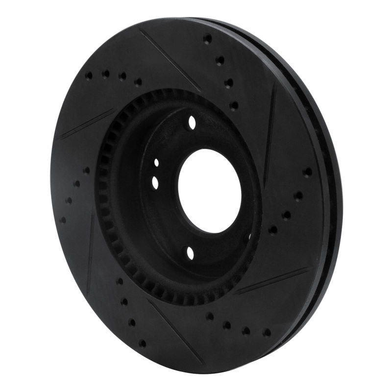Picture of R1 03-13 Hyundai Tucson Front Left Drilled & Slotted Black Brake Rotor