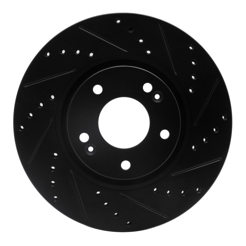 Picture of R1 05-24 Hyundai Tucson Front Right Drilled & Slotted Black Brake Rotor
