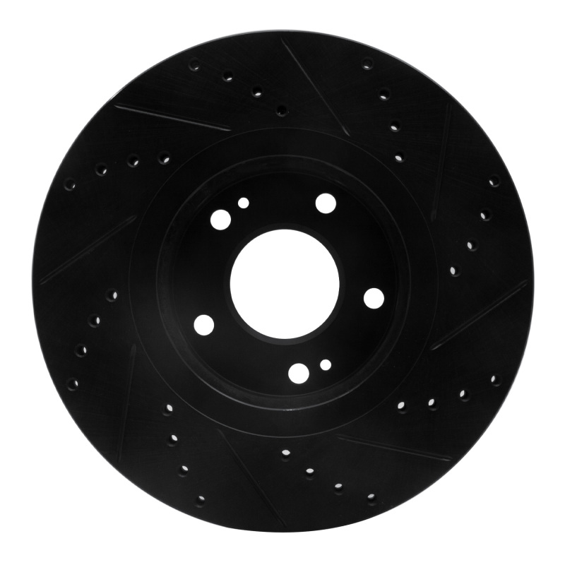 Picture of R1 04-11 Hyundai Azera Front Left Drilled & Slotted Black Brake Rotor