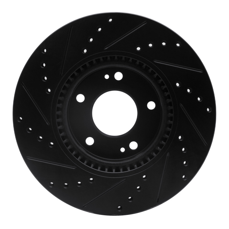Picture of R1 05-24 Hyundai Tucson Front Right Drilled & Slotted Black Brake Rotor