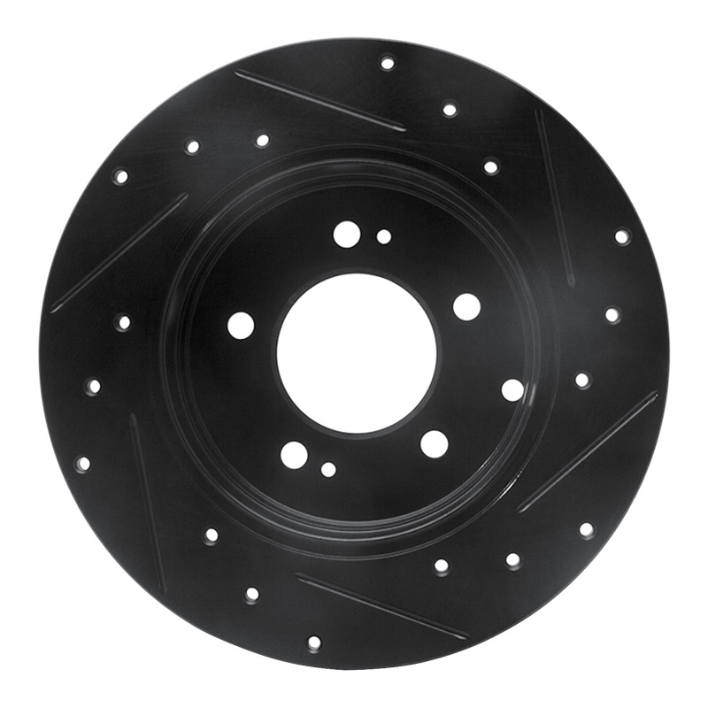 Picture of R1 05-20 Hyundai Azera Rear Left Drilled & Slotted Black Brake Rotor