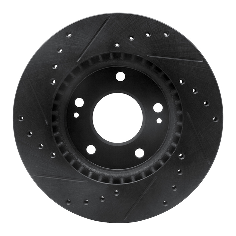 Picture of R1 07-10 Hyundai Elantra Front Right Drilled & Slotted Black Brake Rotor