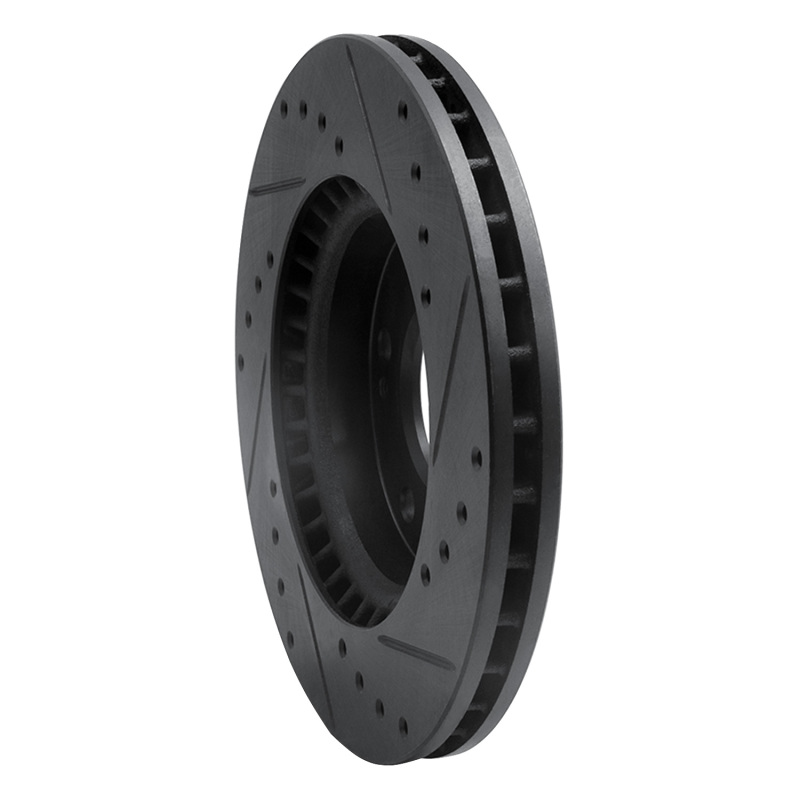 Picture of R1 07-10 Hyundai Elantra Front Left Drilled & Slotted Black Brake Rotor