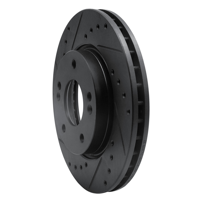 Picture of R1 07-10 Hyundai Elantra Front Left Drilled & Slotted Black Brake Rotor