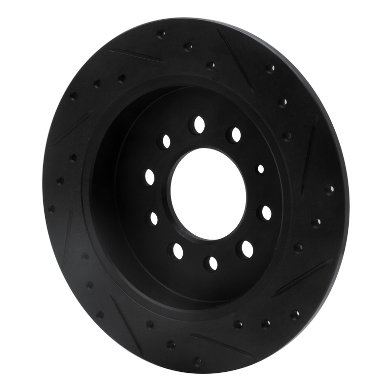 Picture of R1 07-08 Hyundai Tiburon Rear Left Drilled & Slotted Black Brake Rotor