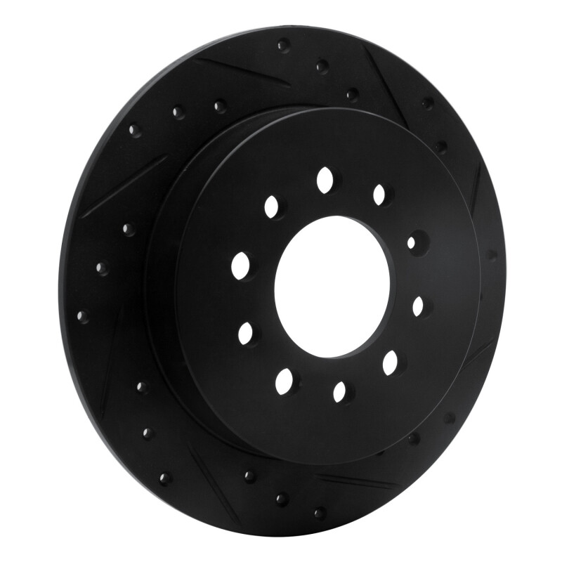 Picture of R1 07-08 Hyundai Tiburon Rear Right Drilled & Slotted Black Brake Rotor