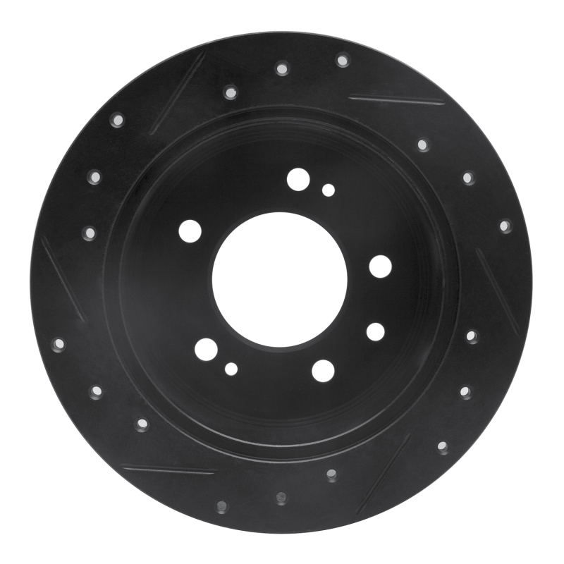 Picture of R1 07-10 Hyundai Elantra Rear Right Drilled & Slotted Black Brake Rotor