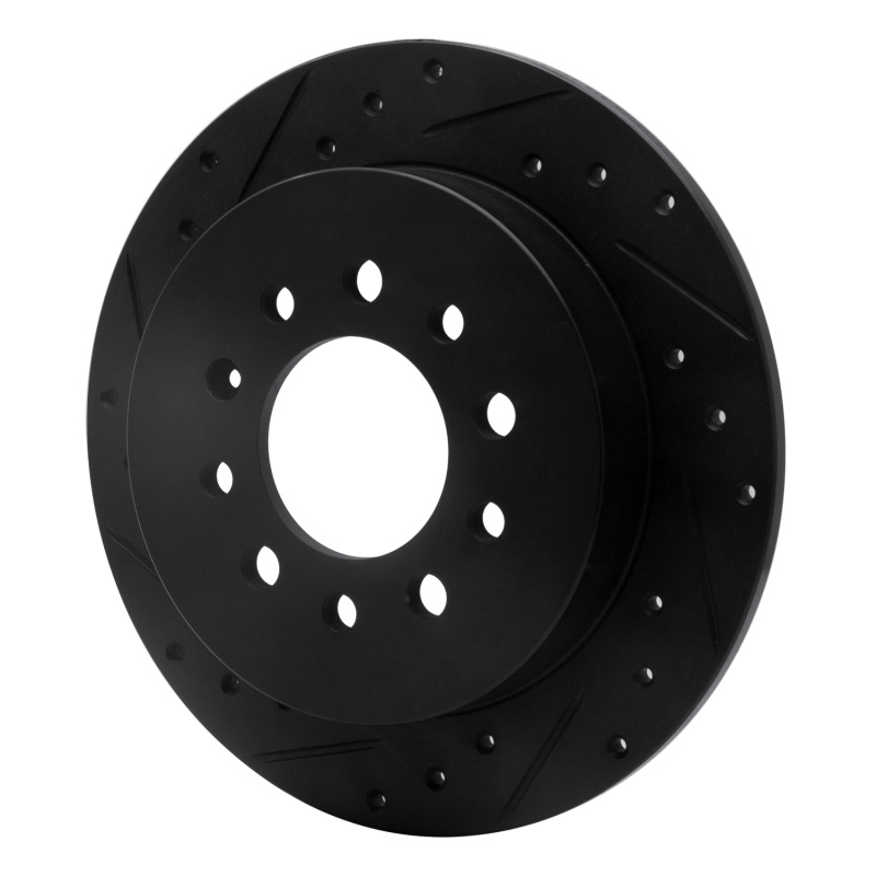 Picture of R1 07-08 Hyundai Tiburon Rear Left Drilled & Slotted Black Brake Rotor