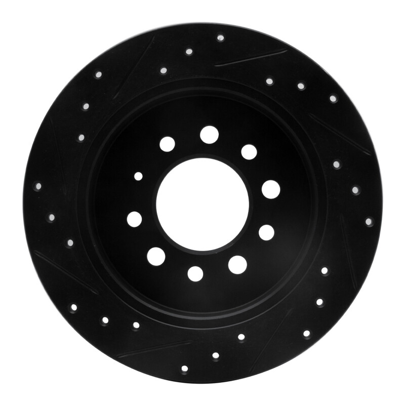 Picture of R1 07-08 Hyundai Tiburon Rear Right Drilled & Slotted Black Brake Rotor