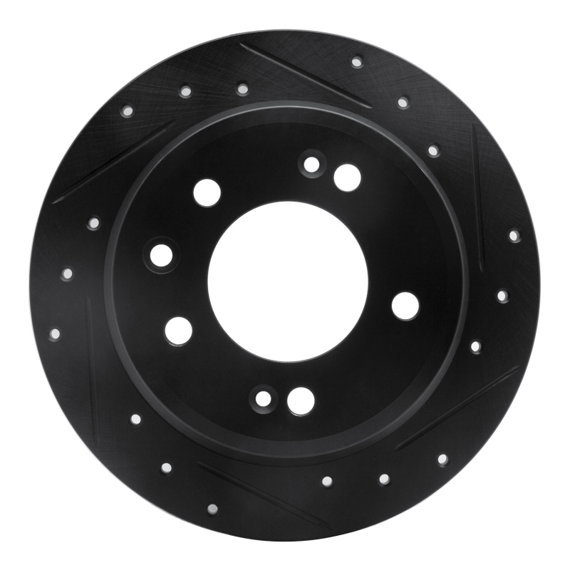 Picture of R1 09-16 Hyundai Tucson Rear Right Drilled & Slotted Black Brake Rotor