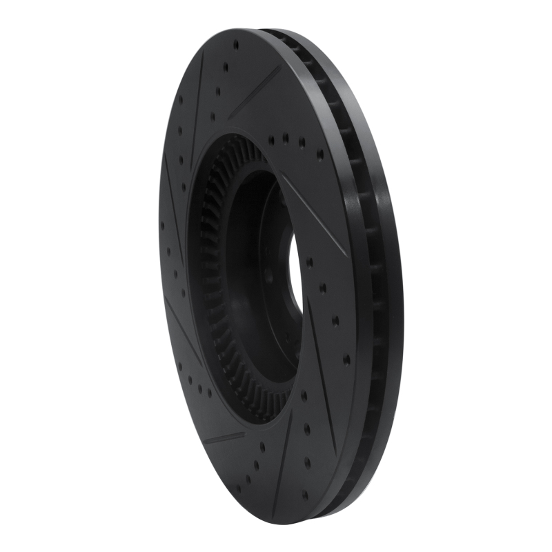 Picture of R1 09-14 Hyundai Genesis Sedan Front Right Drilled & Slotted Black Brake Rotor