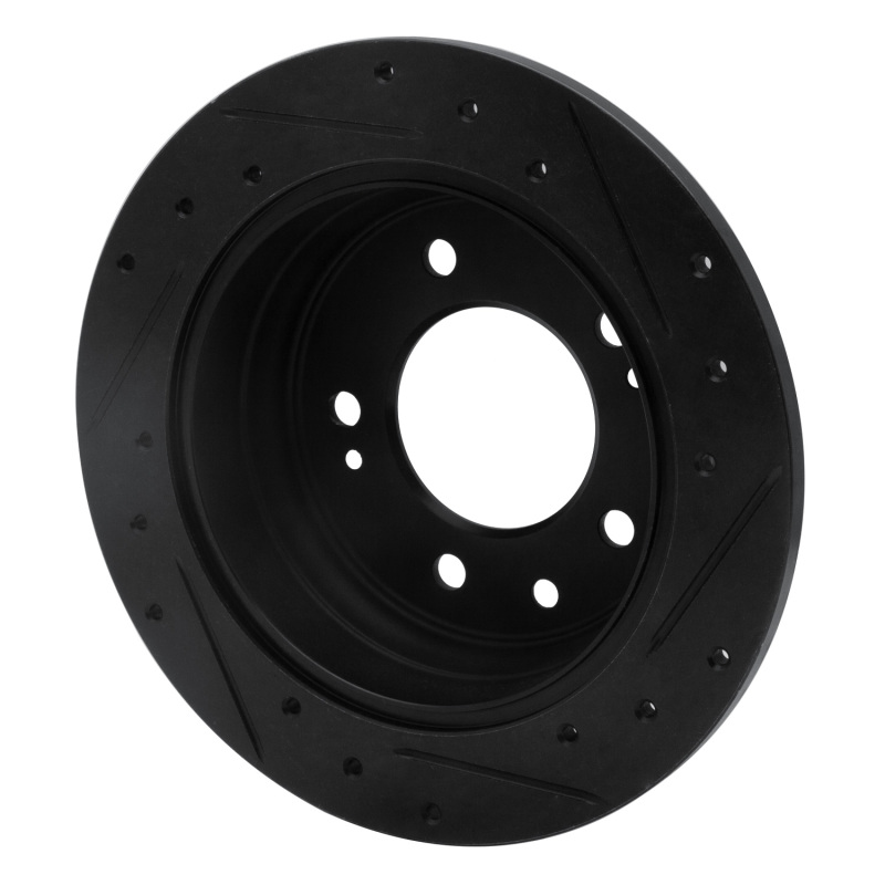 Picture of R1 09-16 Hyundai Tucson Rear Left Drilled & Slotted Black Brake Rotor