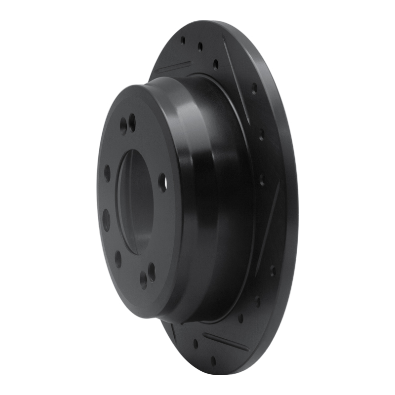 Picture of R1 09-16 Hyundai Tucson Rear Right Drilled & Slotted Black Brake Rotor