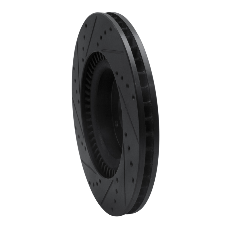 Picture of R1 09-11 Hyundai Genesis Sedan Front Right Drilled & Slotted Black Brake Rotor
