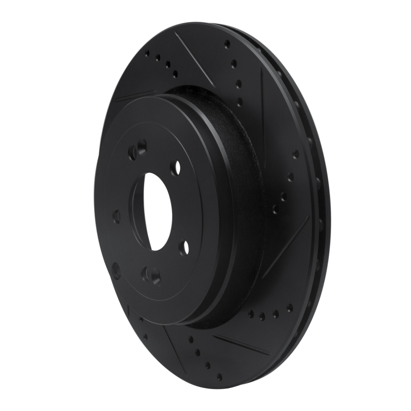 Picture of R1 10-16 Hyundai Genesis Coupe Rear Right Drilled & Slotted Black Brake Rotor