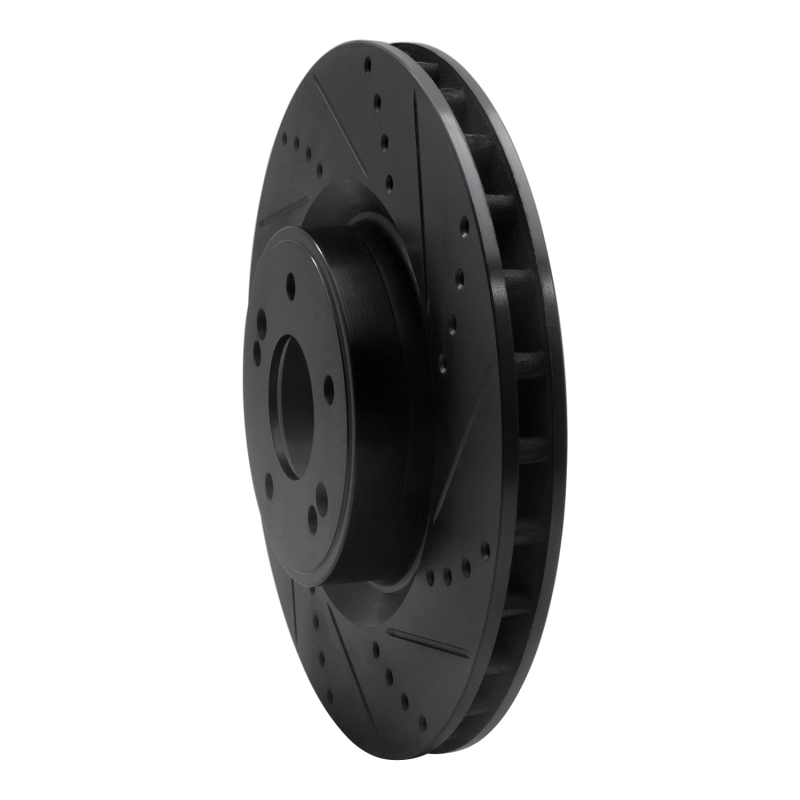 Picture of R1 10-16 Hyundai Genesis Coupe Front Right Drilled & Slotted Black Brake Rotor