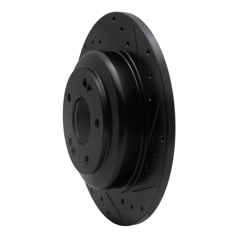 Picture of R1 10-16 Hyundai Genesis Coupe Rear Right Drilled & Slotted Black Brake Rotor