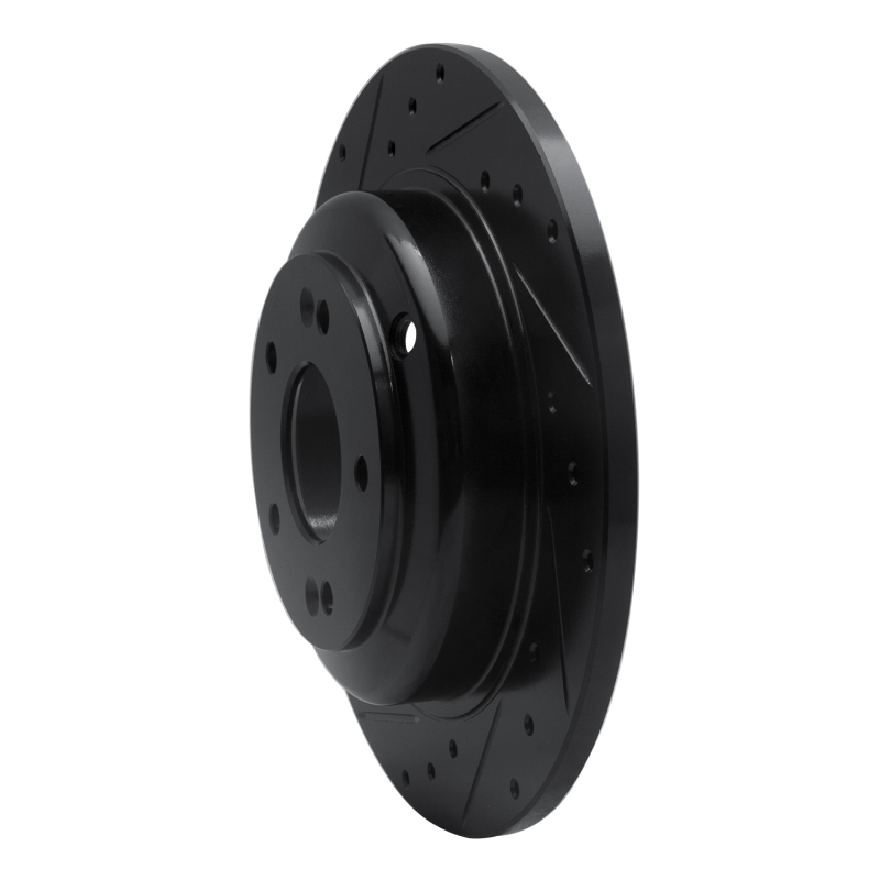 Picture of R1 10-16 Hyundai Genesis Coupe Rear Left Drilled & Slotted Black Brake Rotor