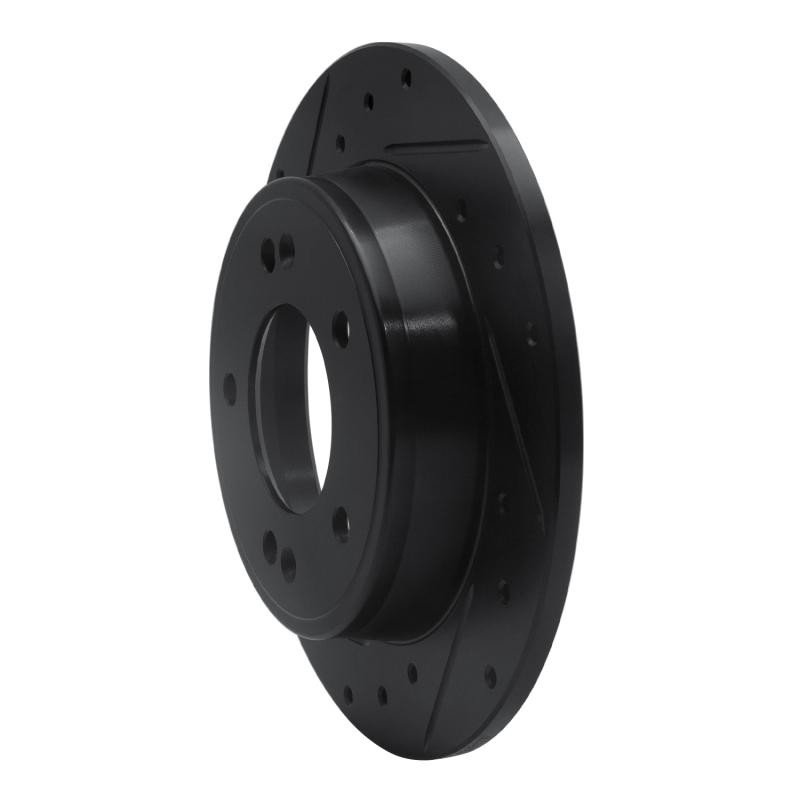 Picture of R1 11-25 Hyundai Kona Rear Left Drilled & Slotted Black Brake Rotor