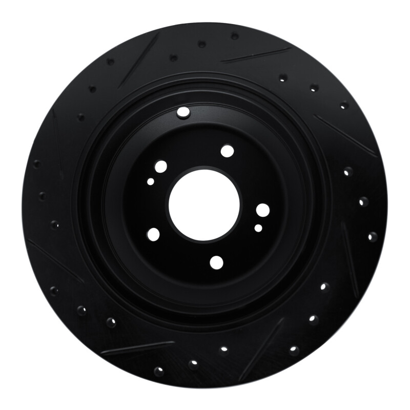 Picture of R1 09-20 Genesis G80 Rear Right Drilled & Slotted Black Brake Rotor