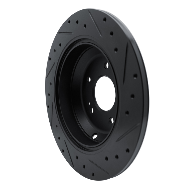 Picture of R1 09-20 Genesis G80 Rear Left Drilled & Slotted Black Brake Rotor