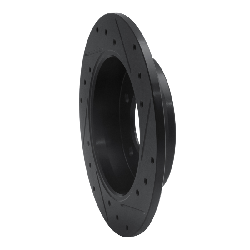 Picture of R1 11-25 Hyundai Kona Rear Left Drilled & Slotted Black Brake Rotor