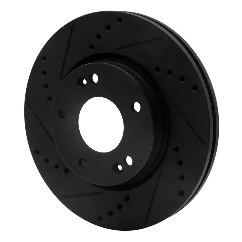 Picture of R1 01-05 Hyundai Santa Fe Front Left Drilled & Slotted Black Brake Rotor