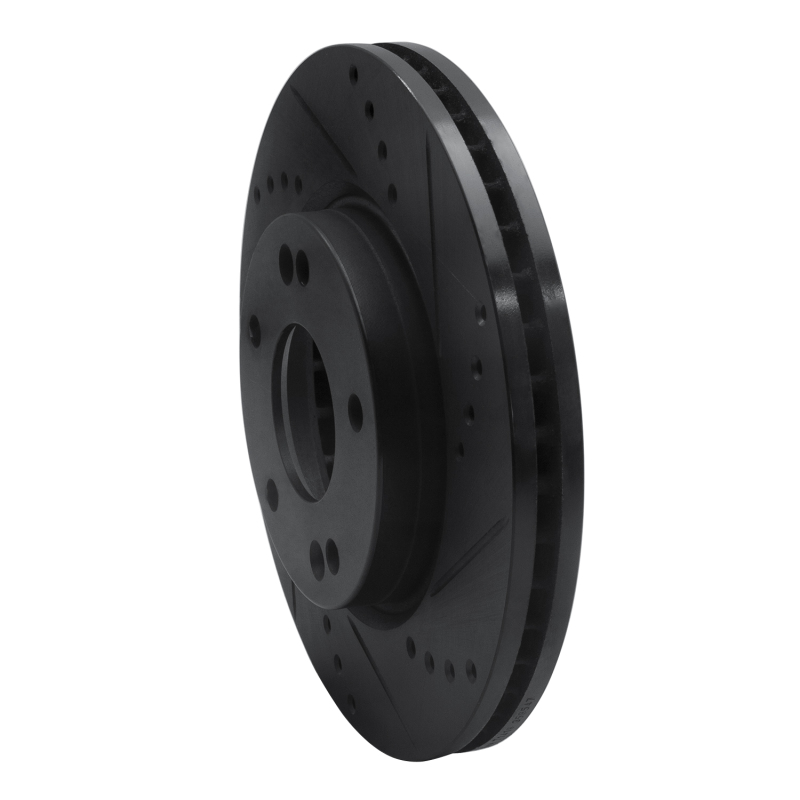 Picture of R1 01-05 Hyundai Santa Fe Front Right Drilled & Slotted Black Brake Rotor
