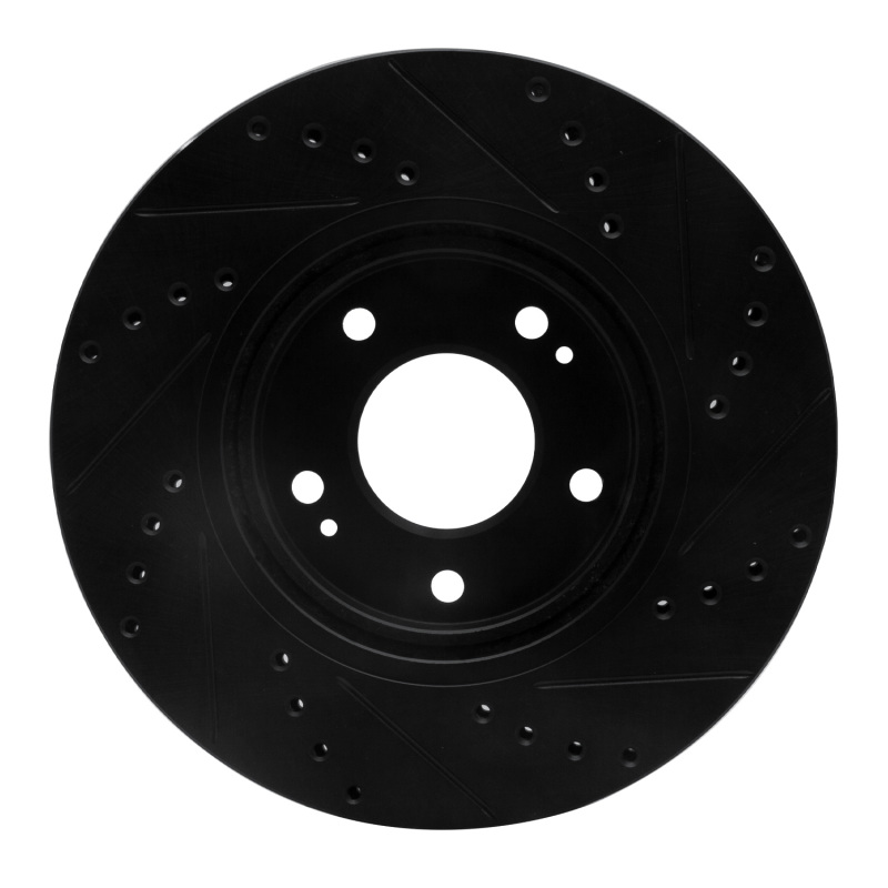 Picture of R1 01-06 Hyundai Santa Fe Front Left Drilled & Slotted Black Brake Rotor