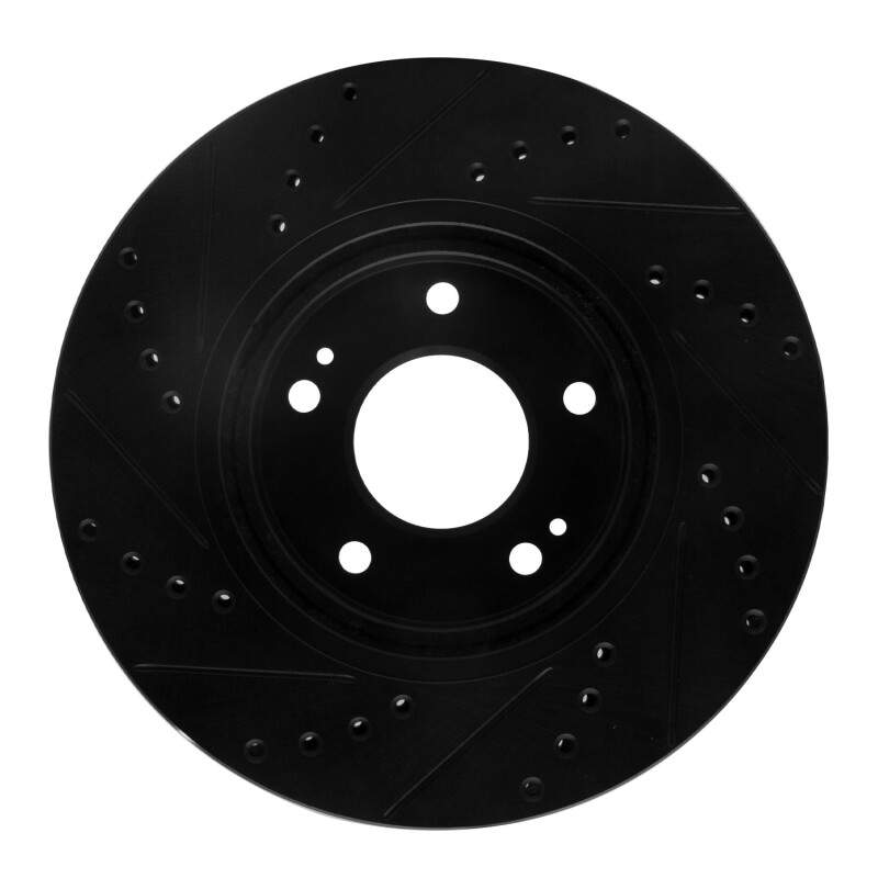 Picture of R1 01-06 Hyundai Santa Fe Front Right Drilled & Slotted Black Brake Rotor