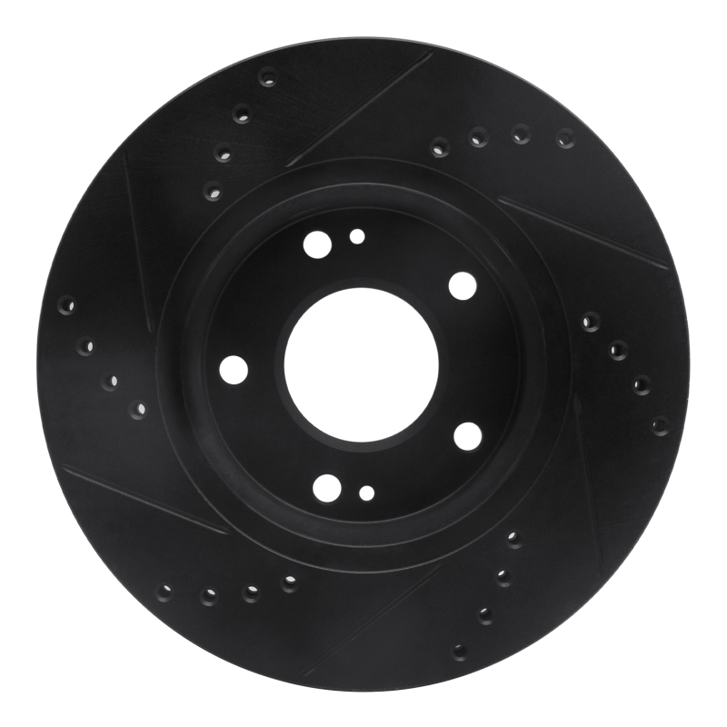 Picture of R1 01-05 Hyundai Santa Fe Front Right Drilled & Slotted Black Brake Rotor