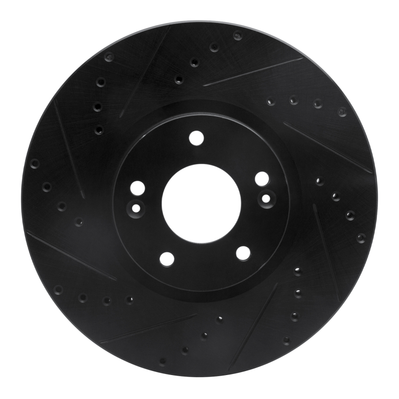 Picture of R1 07-12 Hyundai Veracruz Front Left Drilled & Slotted Black Brake Rotor