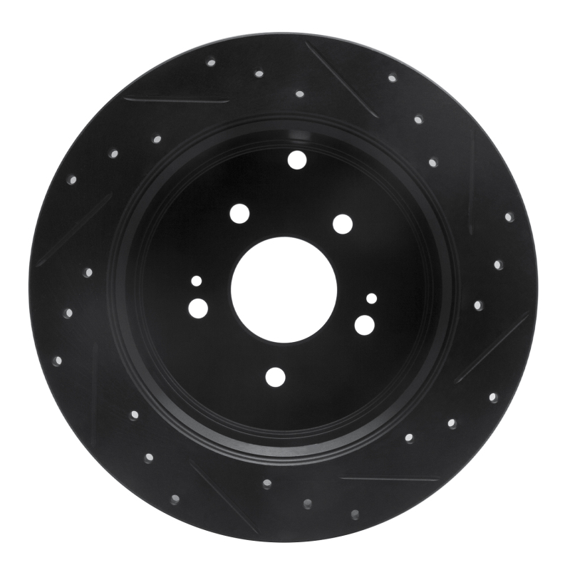 Picture of R1 07-09 Hyundai Santa Fe Rear Left Drilled & Slotted Black Brake Rotor
