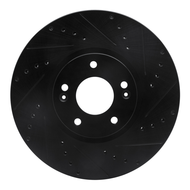 Picture of R1 07-12 Hyundai Veracruz Front Right Drilled & Slotted Black Brake Rotor
