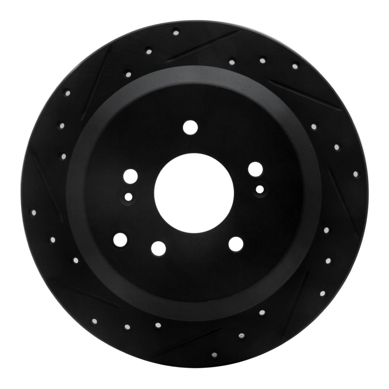 Picture of R1 07-12 Hyundai Veracruz Rear Left Drilled & Slotted Black Brake Rotor