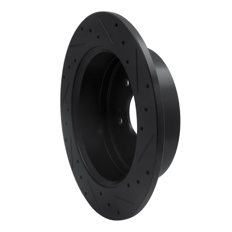 Picture of R1 07-09 Hyundai Santa Fe Rear Left Drilled & Slotted Black Brake Rotor