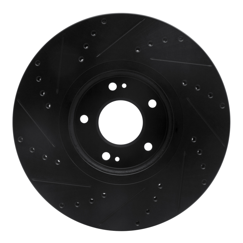 Picture of R1 07-12 Hyundai Veracruz Front Right Drilled & Slotted Black Brake Rotor