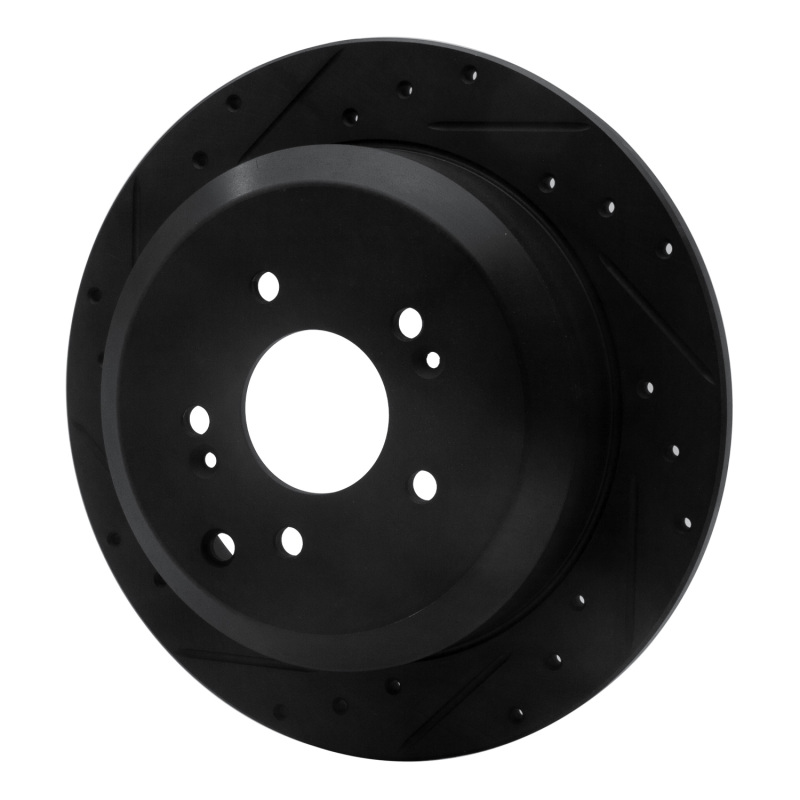 Picture of R1 07-12 Hyundai Veracruz Rear Left Drilled & Slotted Black Brake Rotor