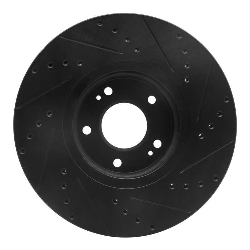 Picture of R1 07-12 Hyundai Veracruz Front Left Drilled & Slotted Black Brake Rotor