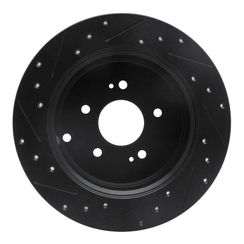 Picture of R1 07-09 Hyundai Santa Fe Rear Right Drilled & Slotted Black Brake Rotor