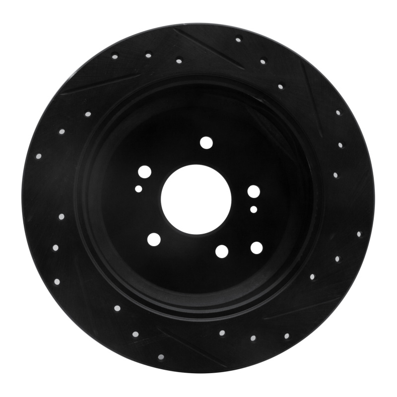 Picture of R1 07-12 Hyundai Veracruz Rear Left Drilled & Slotted Black Brake Rotor